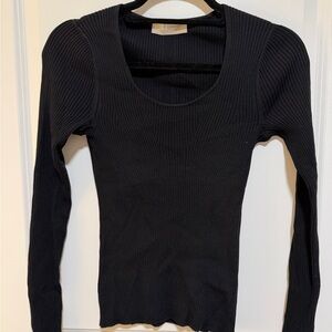 Everlane Black Ribbed Long Sleeve Top